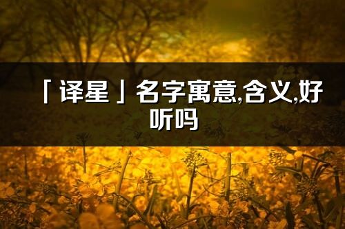 「譯星」名字寓意,含義,好聽嗎_譯星名字分析打分