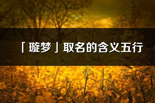 「璇夢」取名的含義五行_璇夢名字寓意解釋