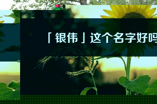 「銀偉」這個名字好嗎_銀偉名字寓意,含義