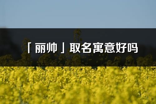 「麗帥」取名寓意好嗎_麗帥名字含義及五行