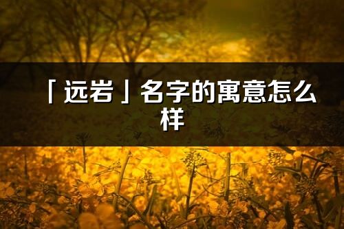 「遠巖」名字的寓意怎么樣_遠巖的出處