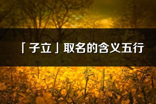 「子立」取名的含義五行_子立名字寓意解釋