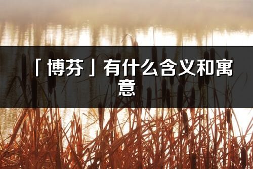 「博芬」有什么含義和寓意_博芬名字的出處與意思