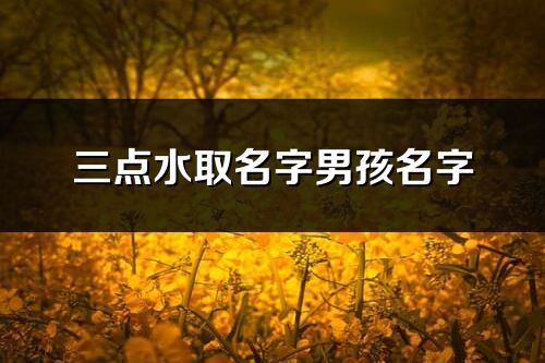 三點水取名字男孩名字