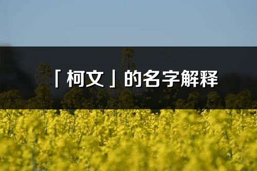 「柯文」的名字解釋_柯文含義分析