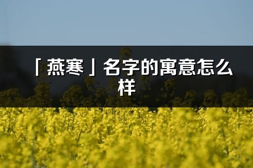 「燕寒」名字的寓意怎么樣_燕寒的出處