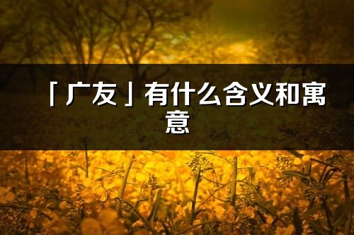 「廣友」有什么含義和寓意_廣友名字的出處與意思