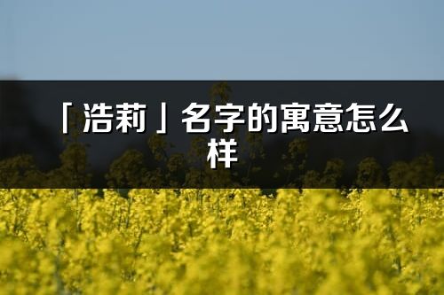 「浩莉」名字的寓意怎么樣_浩莉的出處