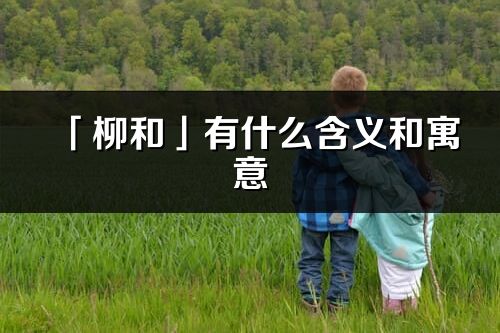 「柳和」有什么含義和寓意_柳和名字的出處與意思