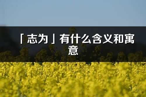 「志為」有什么含義和寓意_志為名字的出處與意思
