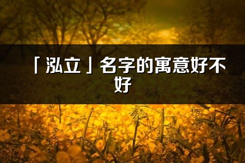 「泓立」名字的寓意好不好_泓立含義分析
