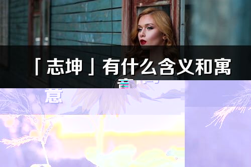 「志坤」有什么含義和寓意_志坤名字的出處與意思