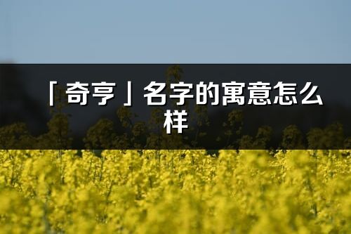 「奇亨」名字的寓意怎么樣_奇亨的出處