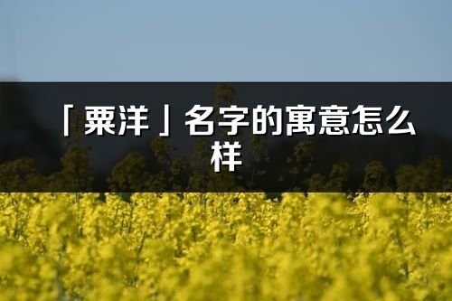 「粟洋」名字的寓意怎么樣_粟洋的出處
