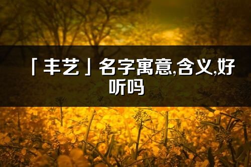 「豐藝」名字寓意,含義,好聽(tīng)嗎_豐藝名字分析打分