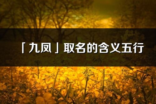 「九鳳」取名的含義五行_九鳳名字寓意解釋