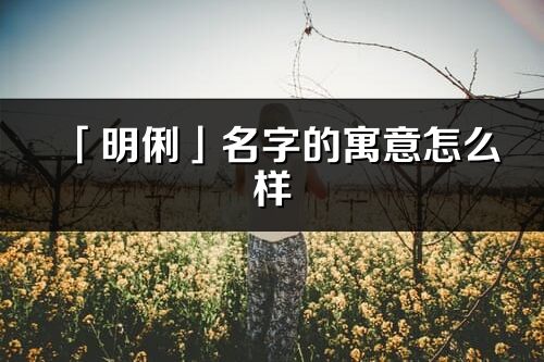 「明俐」名字的寓意怎么樣_明俐的出處