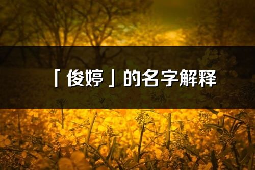 「俊婷」的名字解釋_俊婷含義分析