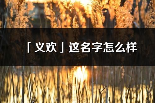 「義歡」這名字怎么樣_義歡的名字解釋