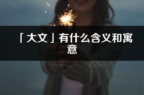 「大文」有什么含義和寓意_大文名字的出處與意思