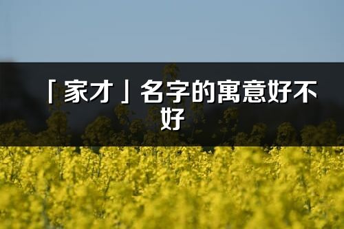 「家才」名字的寓意好不好_家才含義分析