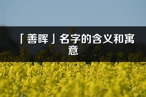 「善暉」名字的含義和寓意_善暉的出處與意思解釋