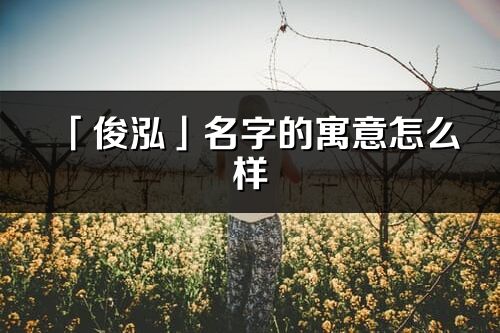 「俊泓」名字的寓意怎么樣_俊泓的出處