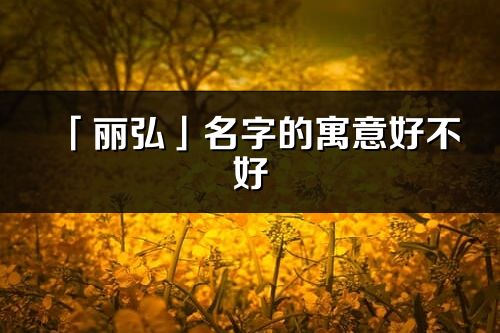 「麗弘」名字的寓意好不好_麗弘含義分析
