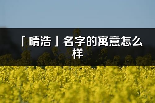 「晴浩」名字的寓意怎么樣_晴浩的出處