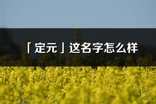 「定元」這名字怎么樣_定元的名字解釋