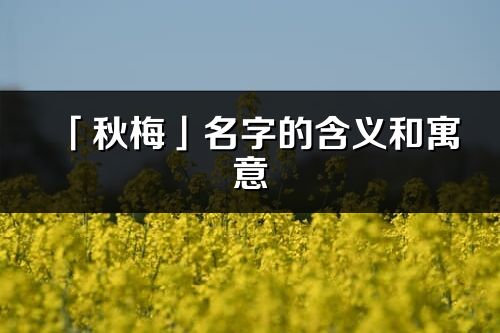 「秋梅」名字的含義和寓意_秋梅的出處與意思解釋