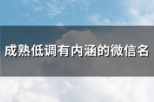 成熟低調有內涵的微信名(909個)