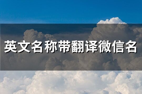 英文名稱帶翻譯微信名(精選136個)