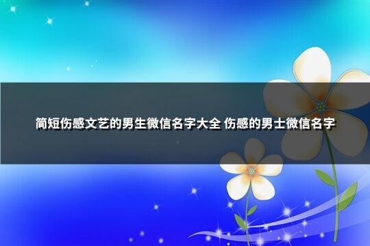 簡短傷感文藝的男生微信名字大全 傷感的男士微信名字(316個)