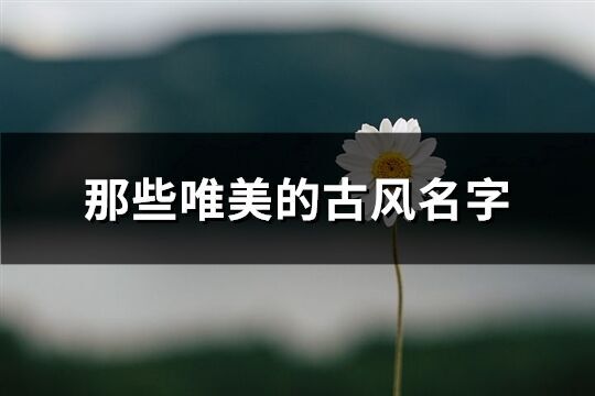 那些唯美的古風名字(共284個)