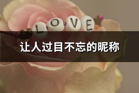 讓人過目不忘的昵稱(優選536個)