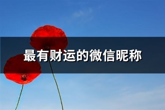 最有財(cái)運(yùn)的微信昵稱(524個(gè))