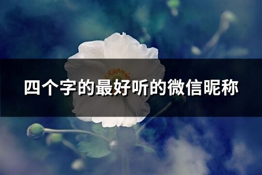 四個字的最好聽的微信昵稱(精選738個)