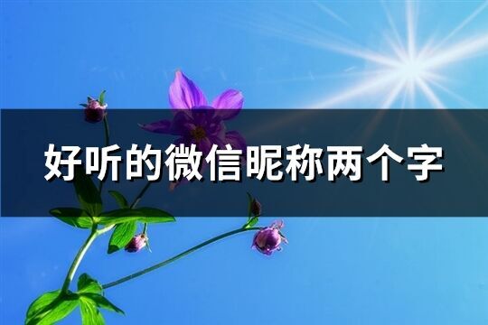 好聽的微信昵稱兩個(gè)字(優(yōu)選1600個(gè))