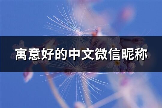 寓意好的中文微信昵稱(優選727個)