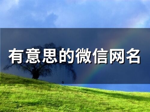 有意思的微信網名(精選70個)
