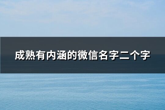 成熟有內涵的微信名字二個字(共543個)