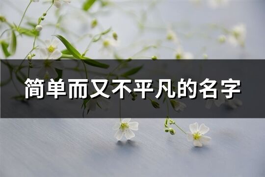 簡單而又不平凡的名字(83個)