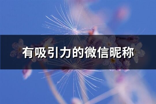 有吸引力的微信昵稱(優選583個)