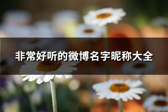 非常好聽的微博名字昵稱大全(531個)