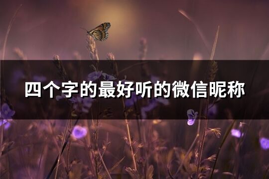 四個字的最好聽的微信昵稱(優選738個)