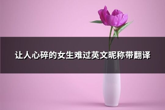 讓人心碎的女生難過英文昵稱帶翻譯(共101個)