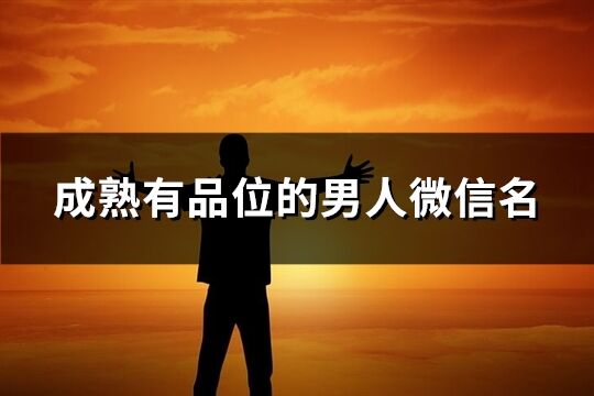 成熟有品位的男人微信名(優選863個)