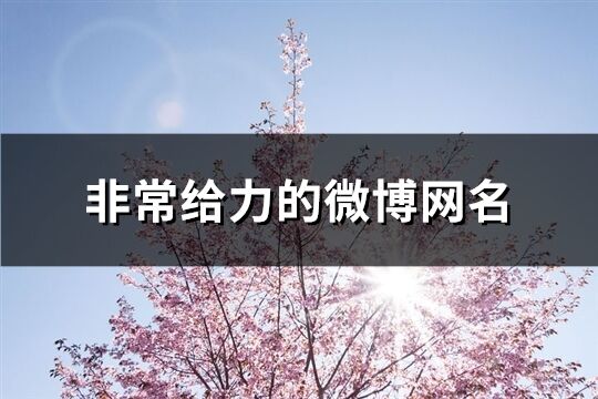 非常給力的微博網名(優選306個)