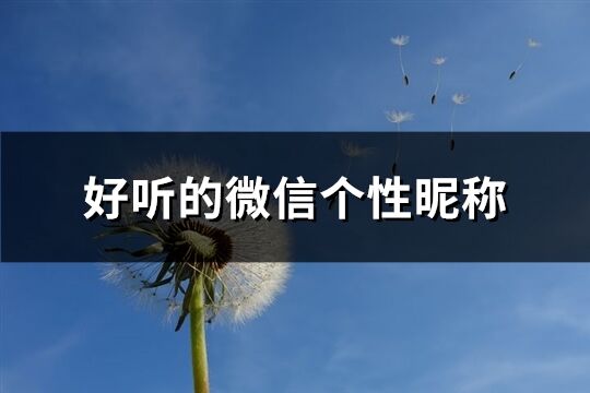 好聽的微信個性昵稱(共1315個)